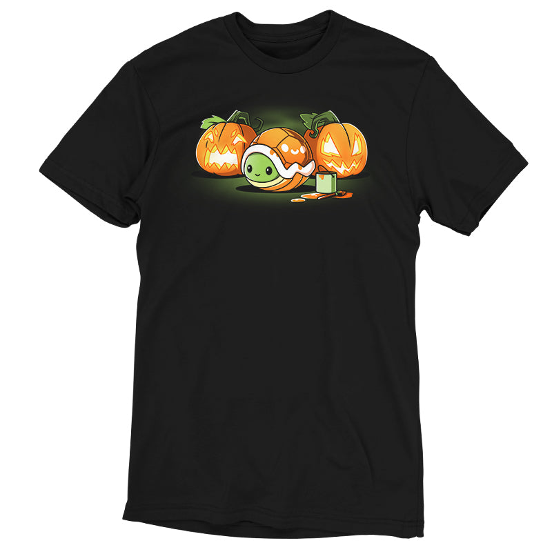 A TeeTurtle Jack-o-Lantern Turtle t-shirt with two Jack-o-Lantern turtles on it.