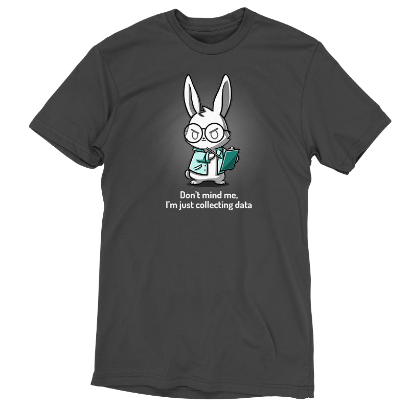 A TeeTurtle Just Collecting Data T-shirt with an image of a bunny wearing glasses.