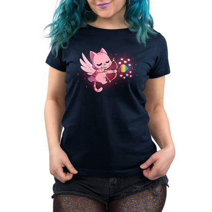 A TeeTurtle LGBTQ-pid Kitty women's t-shirt with an image of a cat with love.