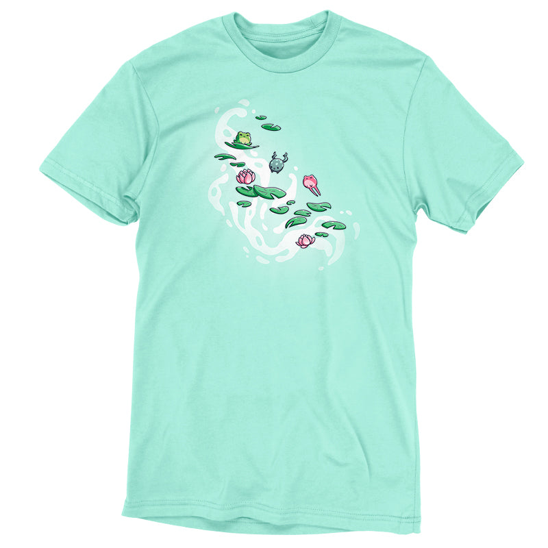 A comfortable Leaping Lily Pads T-shirt by TeeTurtle with a bird and lily pads design.