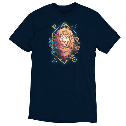 A navy blue TeeTurtle Leo Zodiac t-shirt with an image of a lion on it.