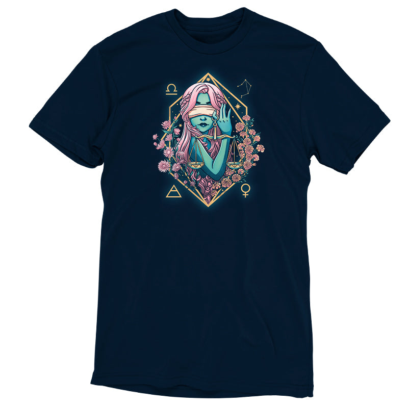 A TeeTurtle Libra Zodiac t-shirt featuring a girl with a flower in her hair, perfect for September birthdays and Libra zodiac signs.