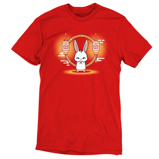 A red Lunar New Year Rabbit t-shirt from Teeturtle, perfect for Lunar New Year.