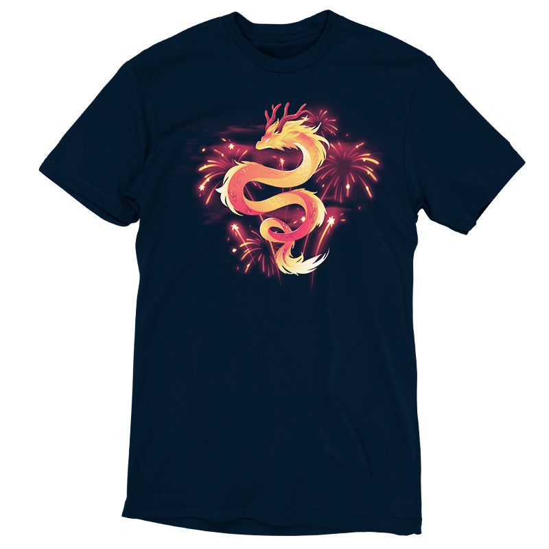 Celebrate with friends in style wearing a TeeTurtle Lunar New Year Dragon tee adorned with fireworks.