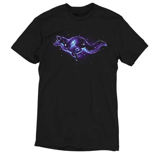 A Lupine Constellation t-shirt from TeeTurtle featuring a vibrant purple and blue dragon design, offering both style and comfort.