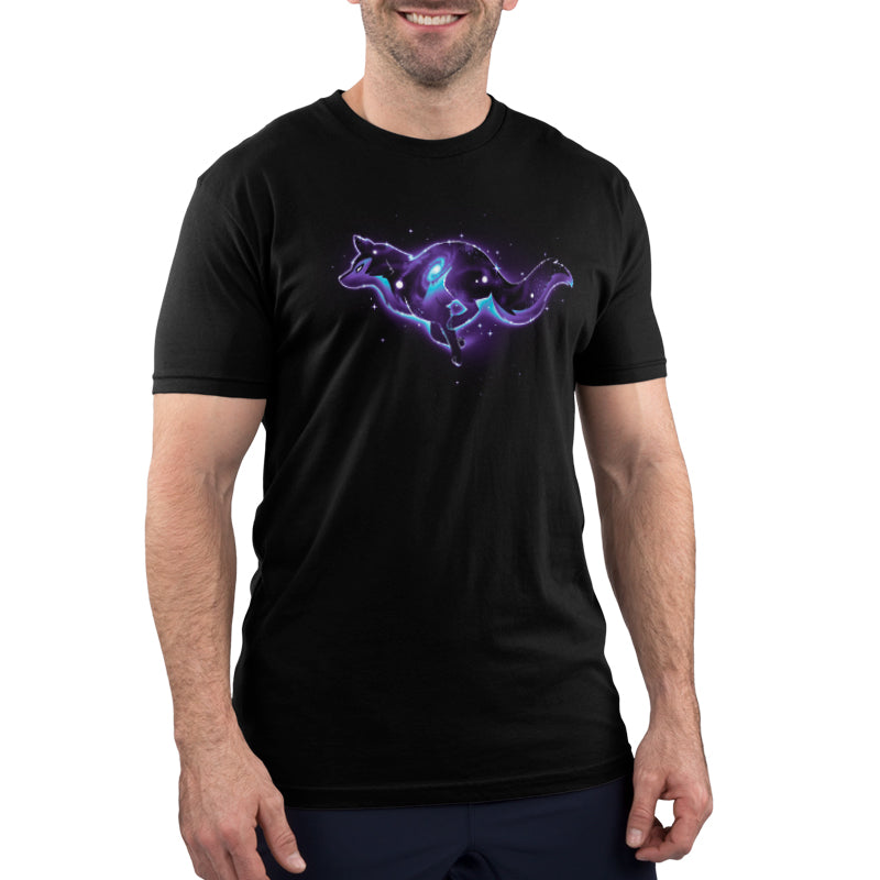 A man wearing a comfortable Lupine Constellation T-shirt from TeeTurtle.