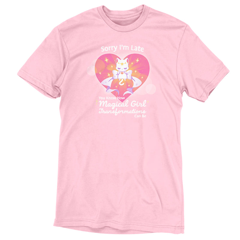 A Magical Girl Transformations pink t-shirt with a heart on it by TeeTurtle.
