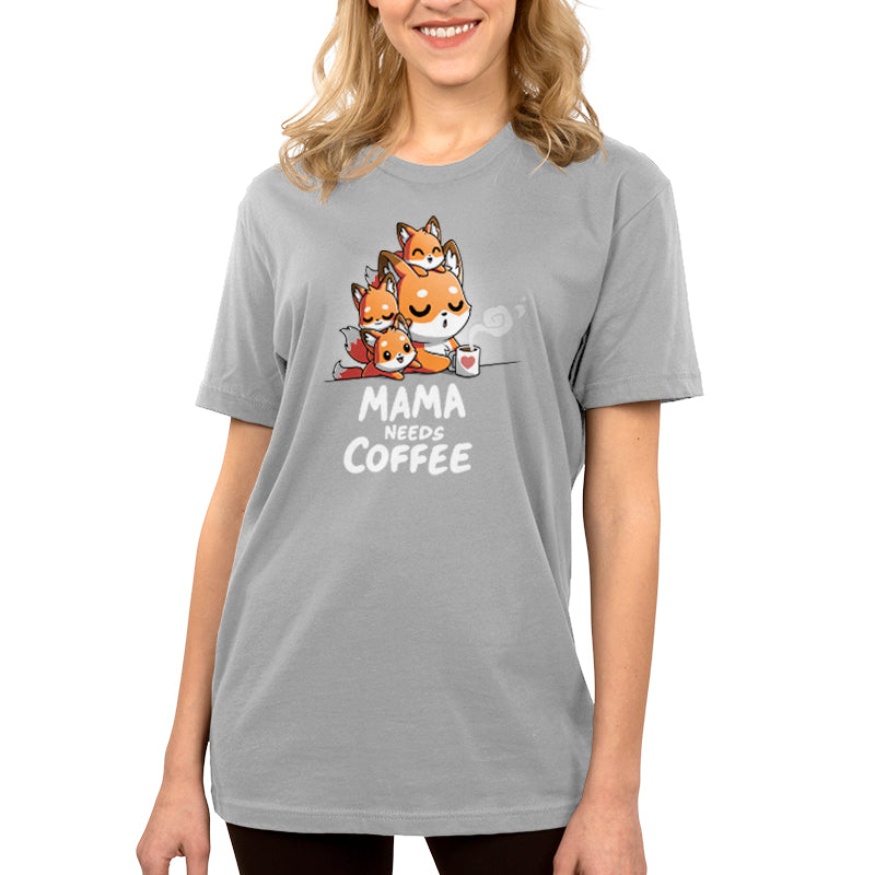 A TeeTurtle "Mama Needs Coffee" t-shirt for women.