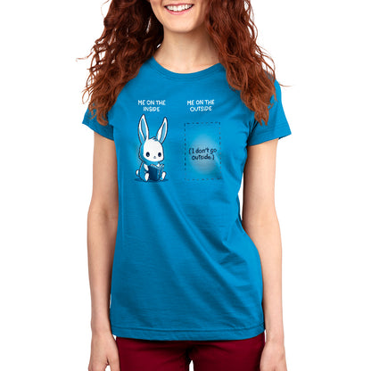 A cobalt blue Me On the Inside t-shirt with a rabbit on it by TeeTurtle.