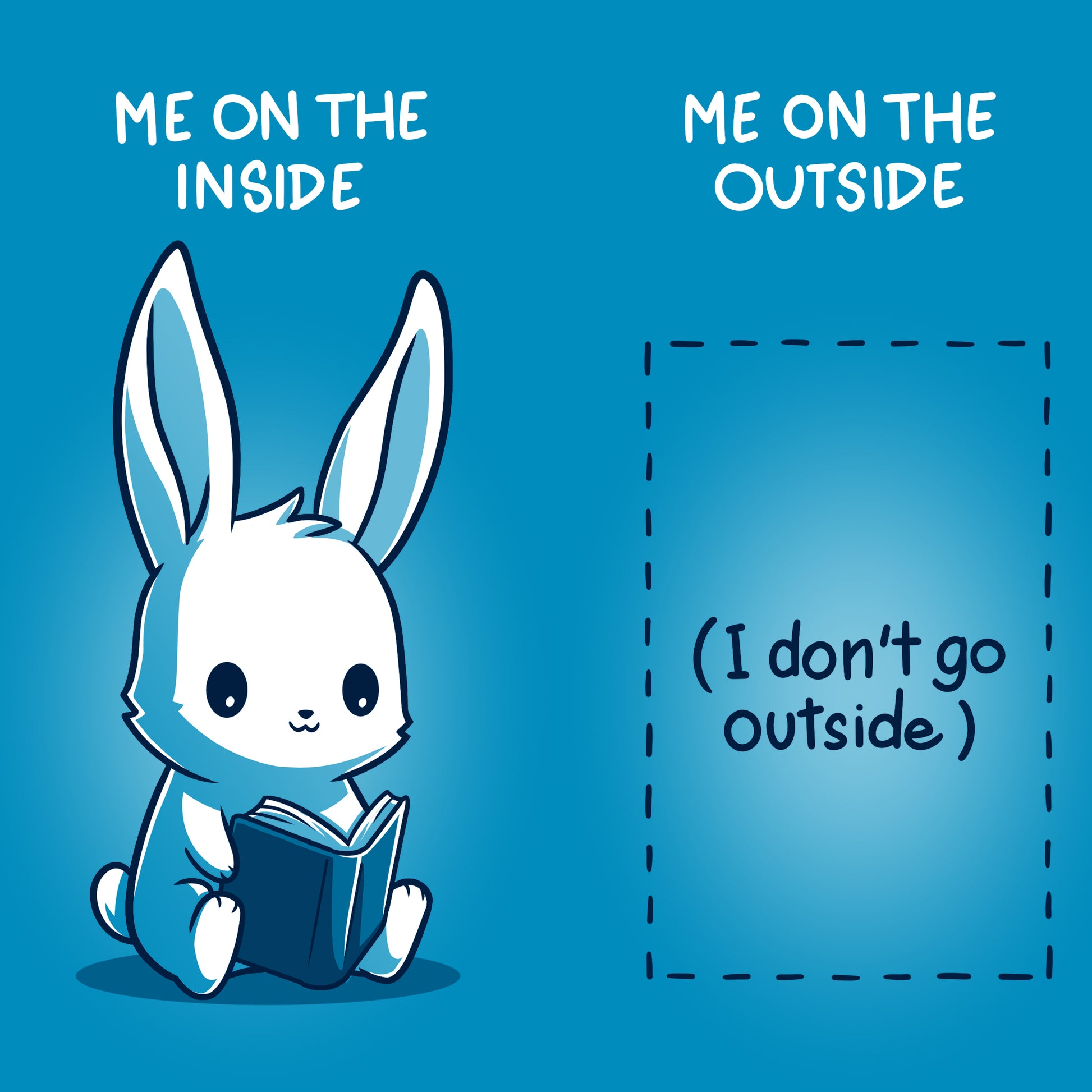 Me On the Inside, Me On the Outside cobalt blue t-shirt for TeeTurtle's indoorsy people.