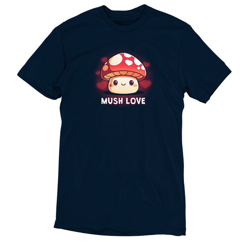 Get ready to spread the love with this adorable navy blue t-shirt featuring the words "Mush Love" by TeeTurtle.
