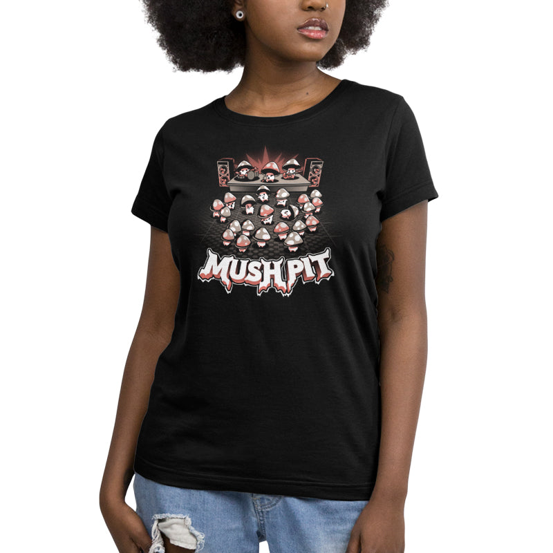 TeeTurtle Mush Pit women's black t-shirt.