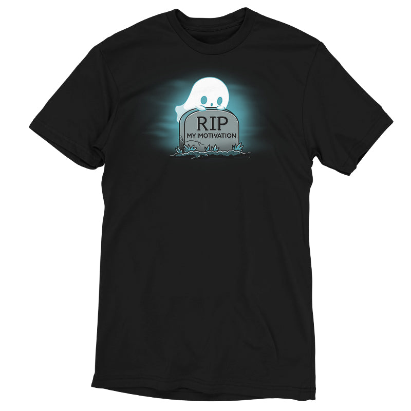 A black My Motivation T-shirt from TeeTurtle with a ghost on it that provides motivation.