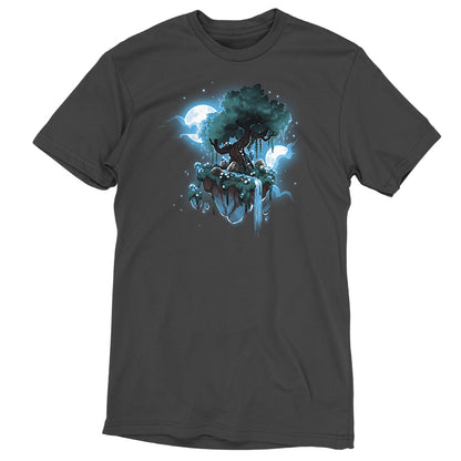 A TeeTurtle Mystical Floating Tree T-shirt that offers both comfort and style with its image of a tree and moon.