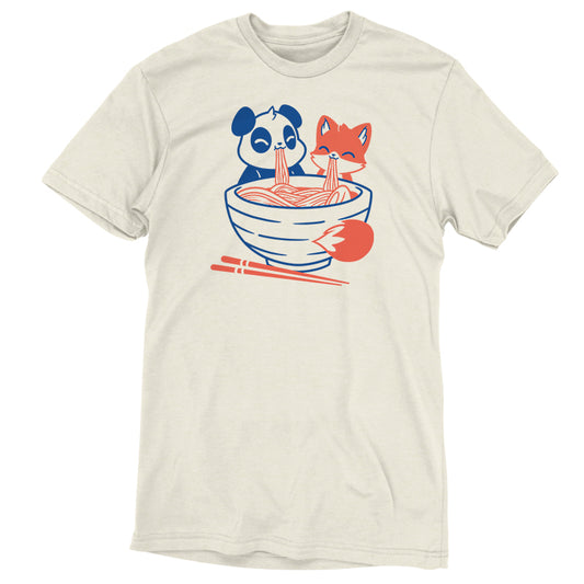 A TeeTurtle Noodles For Two t-shirt featuring a panda and a bowl of noodles.