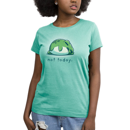 A woman wearing a TeeTurtle Not Today t-shirt.