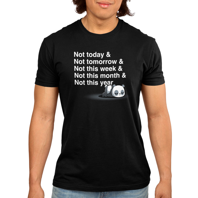 A panda bear wearing a TeeTurtle men's t-shirt with text that says "Not Today & Not Ever.