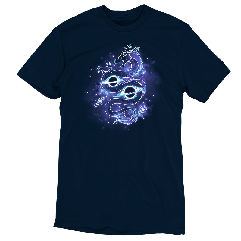 An Outer Space Dragon Ringspun Cotton T-shirt with an image of a dragon on it, made by TeeTurtle.