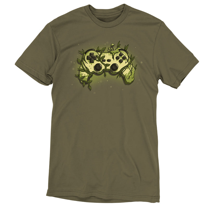 A Overgrown Controller gaming t-shirt featuring a video game controller by TeeTurtle.