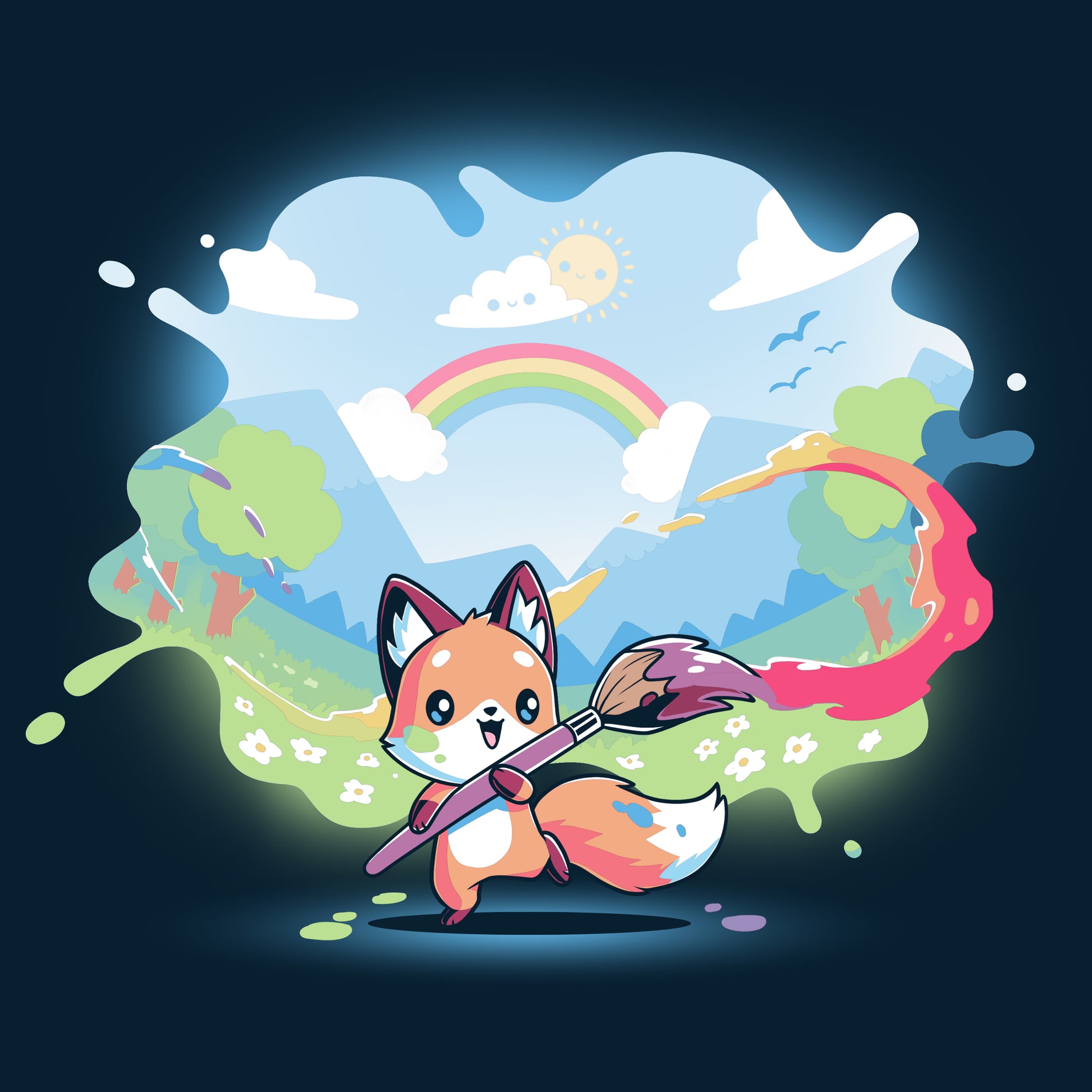 A Teeturtle Paint Your Own World featuring a cartoon fox artist.