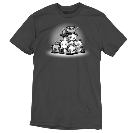 A charcoal gray Panda Pile t-shirt from TeeTurtle.