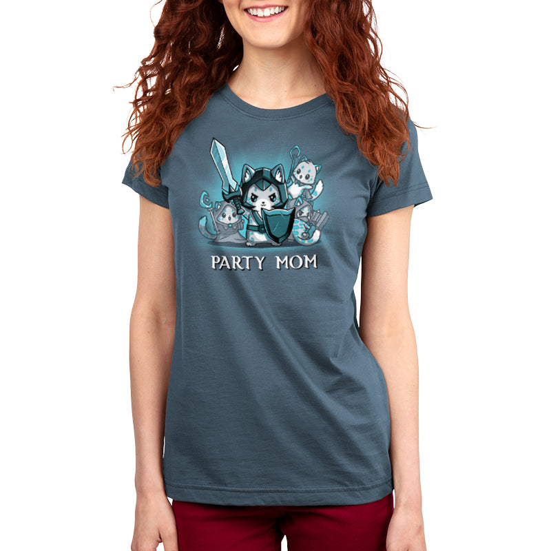 A denim blue Party Mom t-shirt from TeeTurtle.