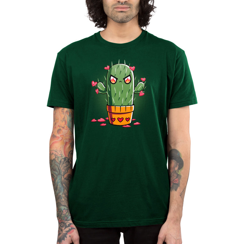 A comfortable Prickly Heart T-shirt featuring a cactus in a pot from TeeTurtle.