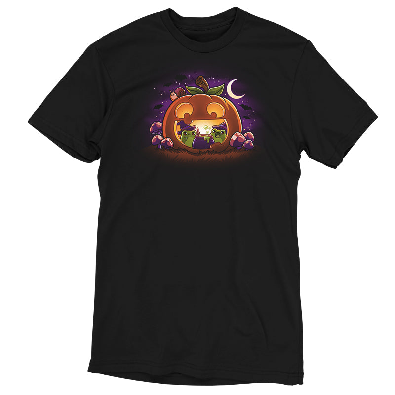 A comfortable Pumpkin Frog Witches Halloween T-shirt featuring a TeeTurtle brand image.