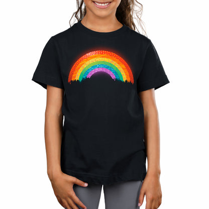 A girl wearing a Radical Rainbow T-shirt by TeeTurtle.