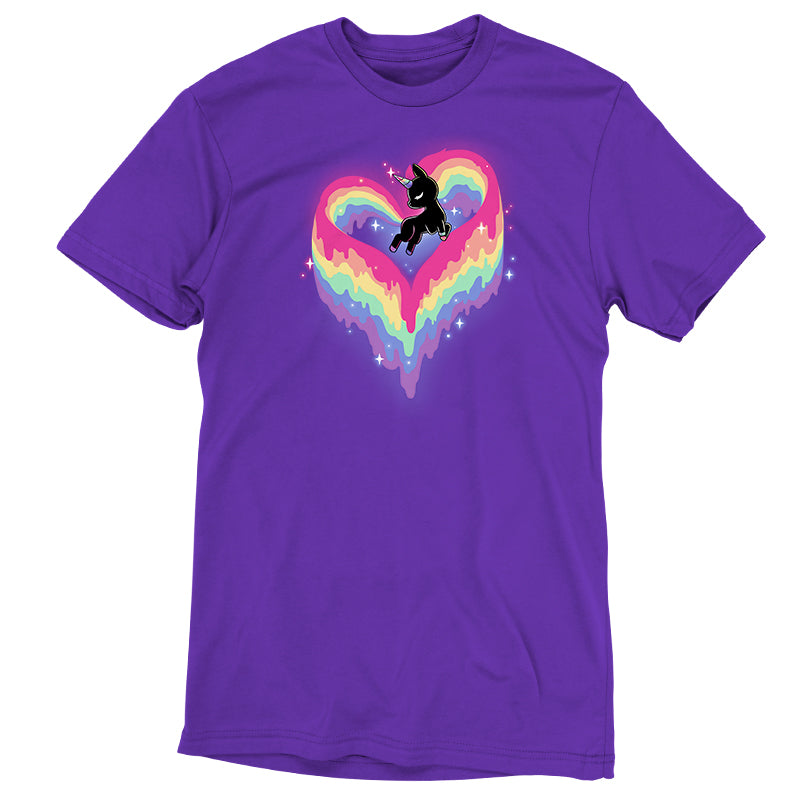 A comfortable Rainbow Paint Unicorn t-shirt with a rainbow heart by TeeTurtle.