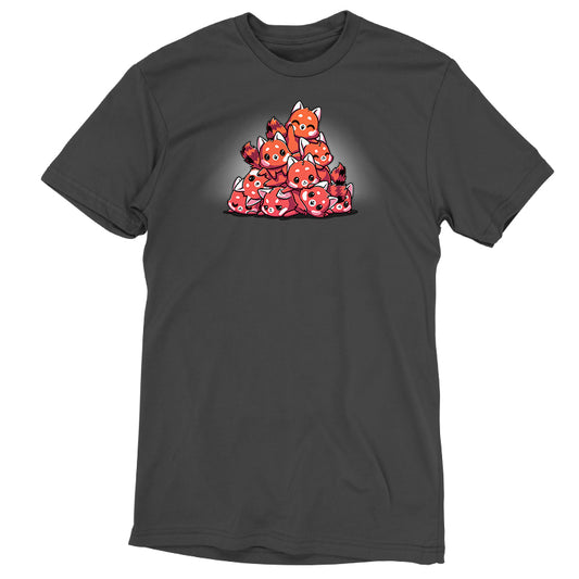 A Red Panda Pile t-shirt with an image of a pile of pumpkins. (Brand: TeeTurtle)