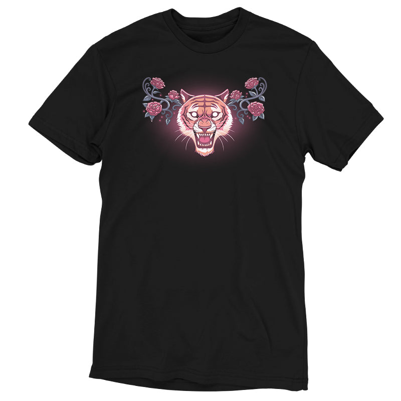 A Roar and Roses t-shirt with a pink tiger on it by brand TeeTurtle.
