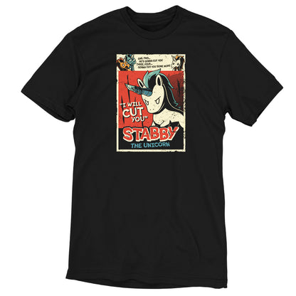 A Slasher Stabby t-shirt with an image of an old movie poster from TeeTurtle.