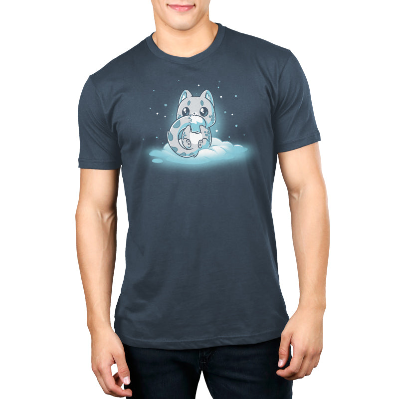A Snuggly Snow Leopard men's t-shirt by TeeTurtle with an image of a polar bear in the snow.