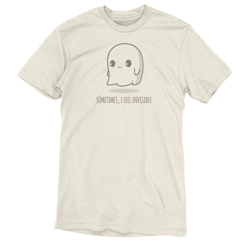 A comfortable white Sometimes, I Feel Invisible t-shirt with an image of a ghost (Brand: TeeTurtle).