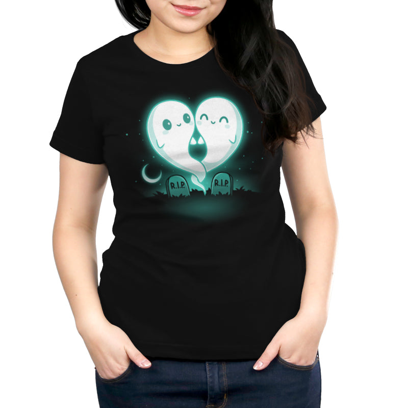 A women's black t-shirt featuring the Soulmates by TeeTurtle.
