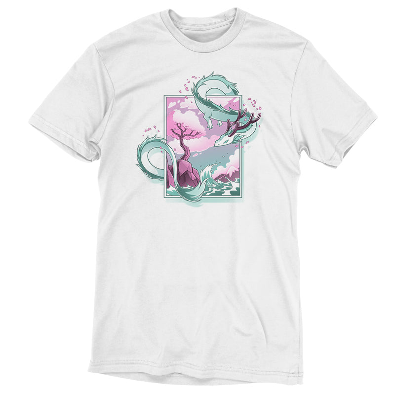 A Spring Blossom Dragon T-shirt featuring a dragon design, by TeeTurtle.