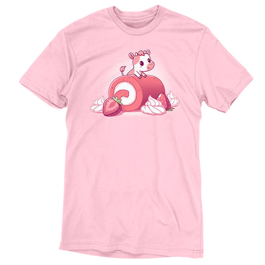 A comfortable Strawberry Roll Cow T-shirt featuring an image of a teddy bear on a cloud by TeeTurtle.