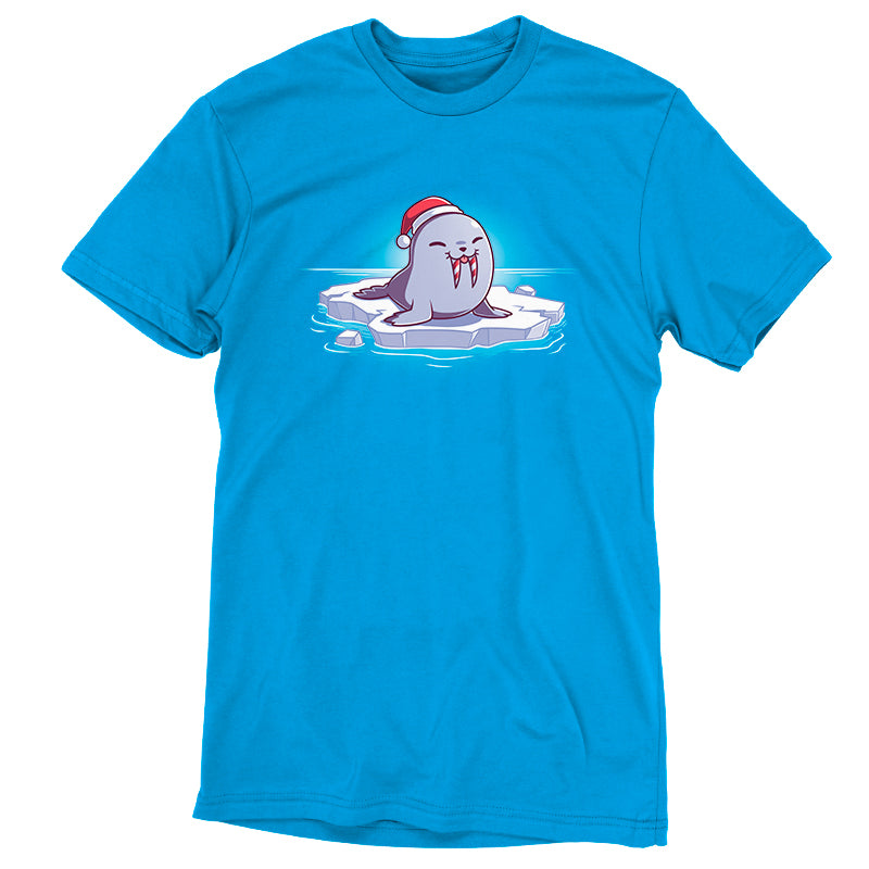 A Sweet Tooth T-shirt with a seal wearing a Santa hat from TeeTurtle.