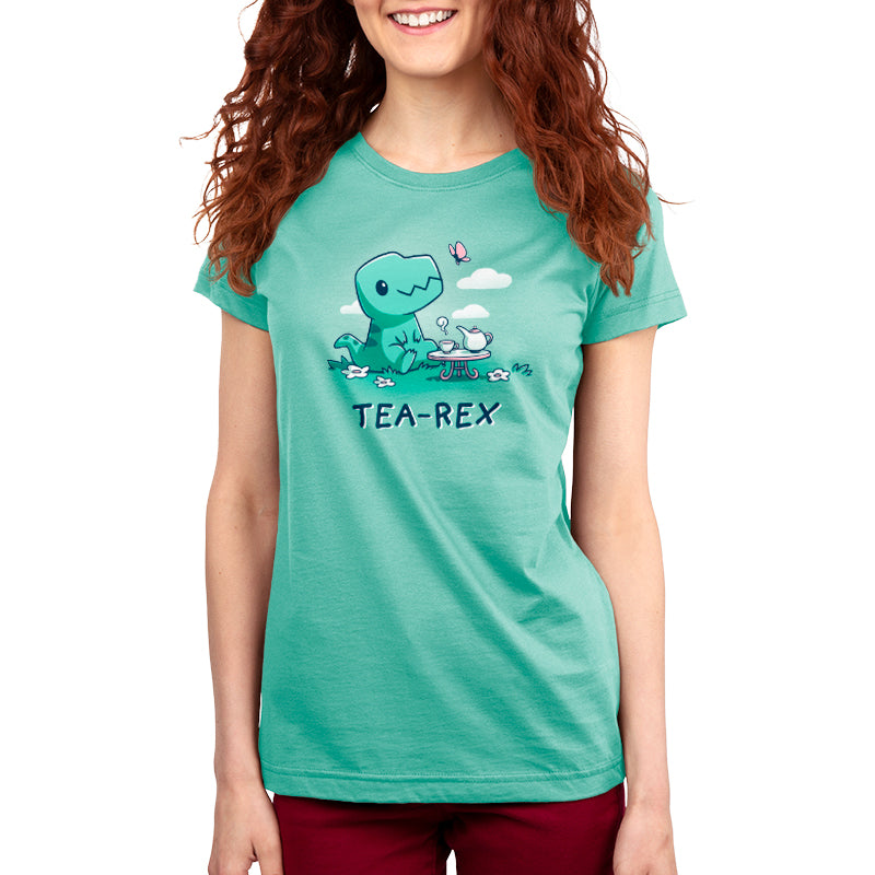 TeeTurtle women's t-shirt with a Tea-Rex Time design.