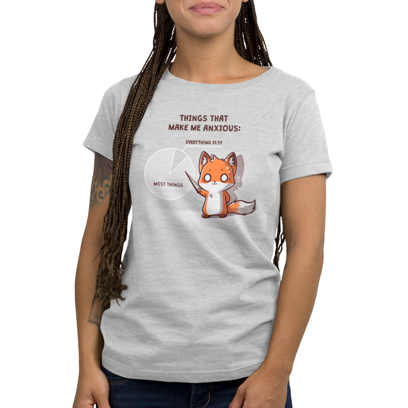A TeeTurtle women's t-shirt featuring "Things That Make Me Anxious" on a silver gray background.