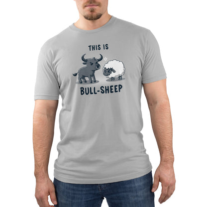 A man wearing a TeeTurtle T-Shirt that says "This Is Bull-Sheep".