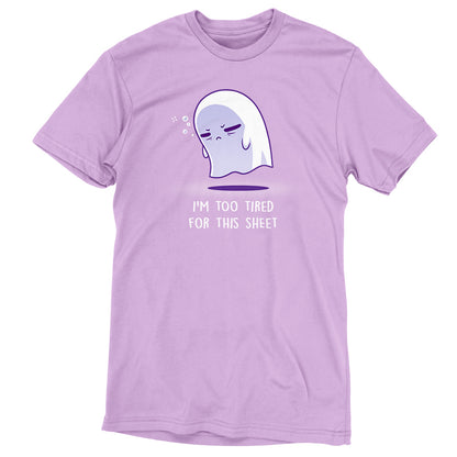 A "I'm Too Tired for This Sheet" t-shirt with an image of a ghost by TeeTurtle.