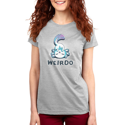 A silver women's TeeTurtle t-shirt with the word Weirdo.