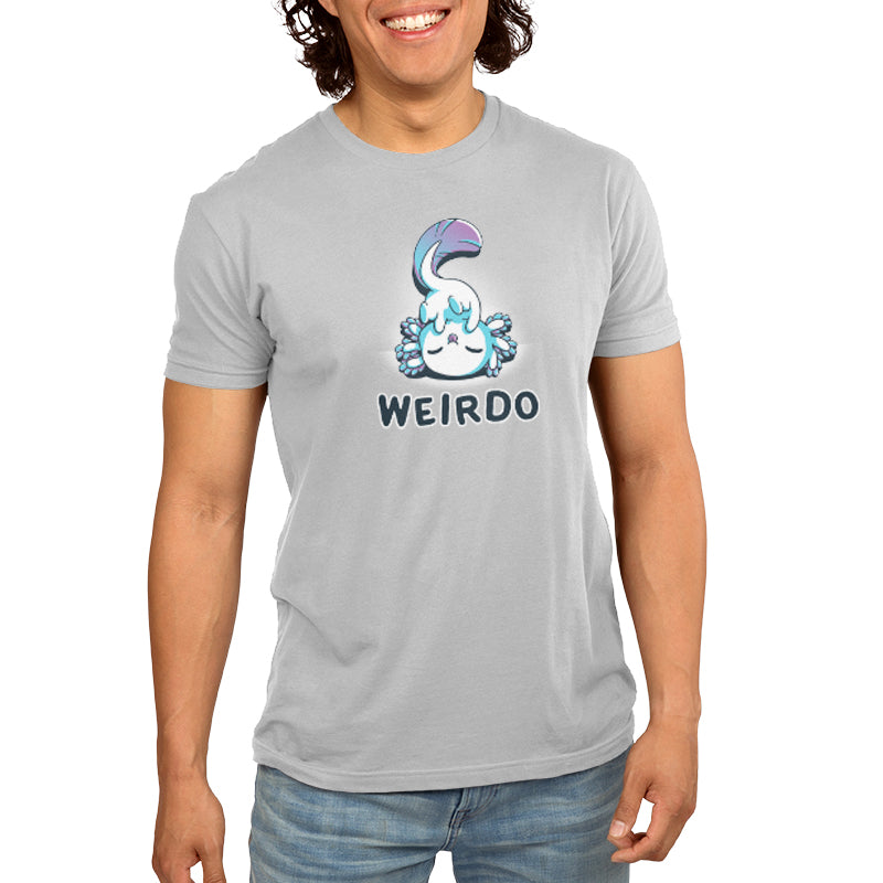 A silver TeeTurtle Weirdo wearing a t-shirt.