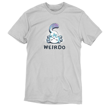 A silver TeeTurtle T-shirt featuring the word Weirdo.