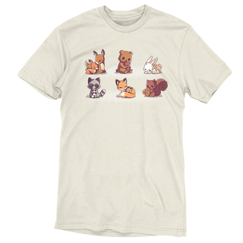 A comfortable men's Woodland Mamas T-shirt with foxes and squirrels on it by TeeTurtle.