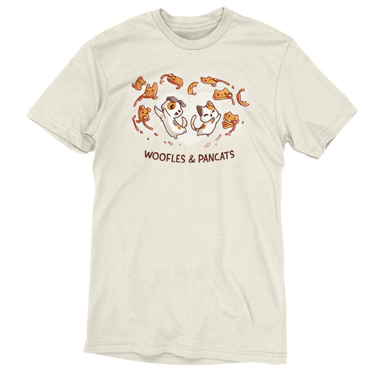 A white Woofles & Pancats t-shirt from TeeTurtle with the words moose and baskets on it, perfect for Moose lovers.