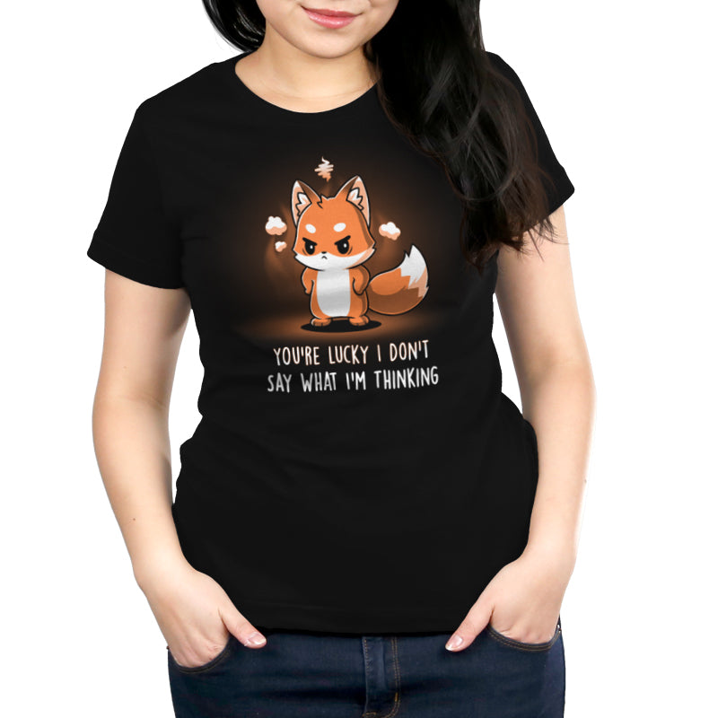 A TeeTurtle women's T-shirt with the product name "You're Lucky I Don’t Say What I’m Thinking" on it.