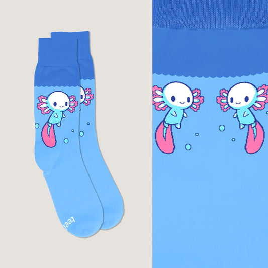 A pair of comfortable Axolotl Socks by TeeTurtle with two squids on them.